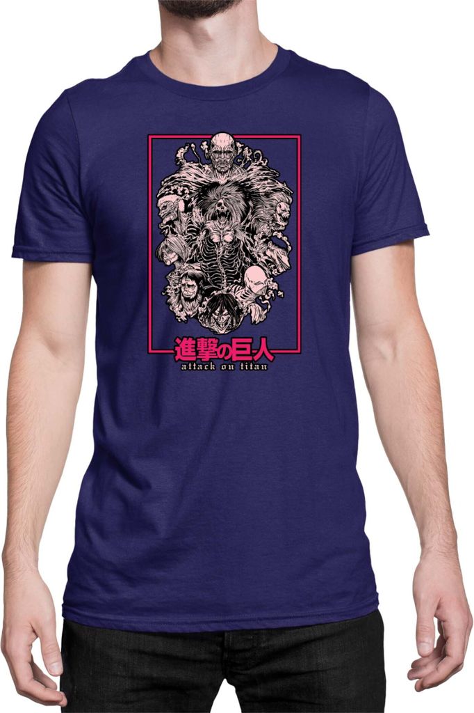 Herren T-Shirt Japan Anime Manga Attack Anime On Titan Titans 01 Allmighty Titans, Man M / Dunkelblau