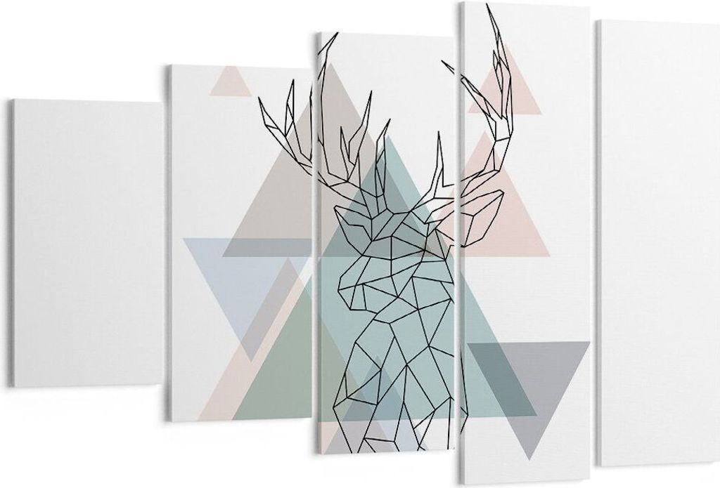 Bild auf Leinwand - Leinwandbild - Hirsch Abstraktion - 150x100cm - Wand Bild - Wanddeko - Leinwanddruck - Bilder - Kunstdruck - Wanddekoration - L...