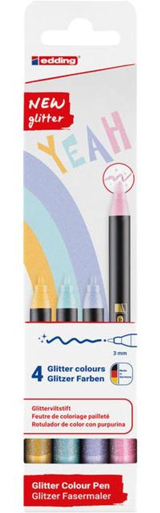 Edding - Fineliner 1200 feiner Glitzerpastell, sortiert, 4er-Set