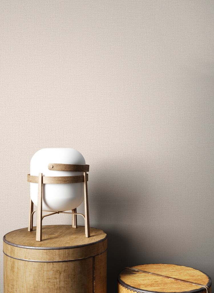 NEWROOM Tapete Beige Vliestapete Unifarbe - Unitapete Uni Textil Struktur Skandi