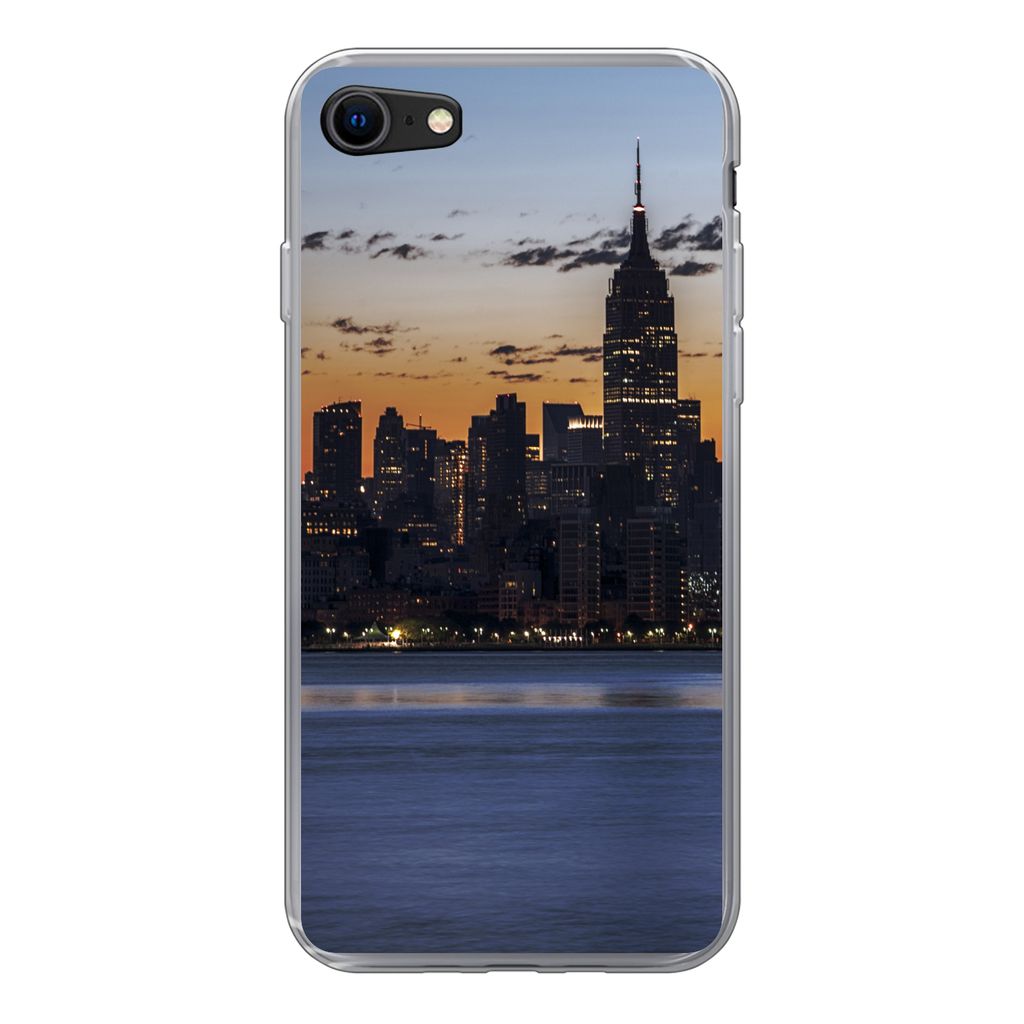MuchoWow Handyhülle Schutzhülle Hülle für iPhone SE 2022 New York - Skyline - Amerika Silikon Softcase Handy Hülle - Schutzhülle