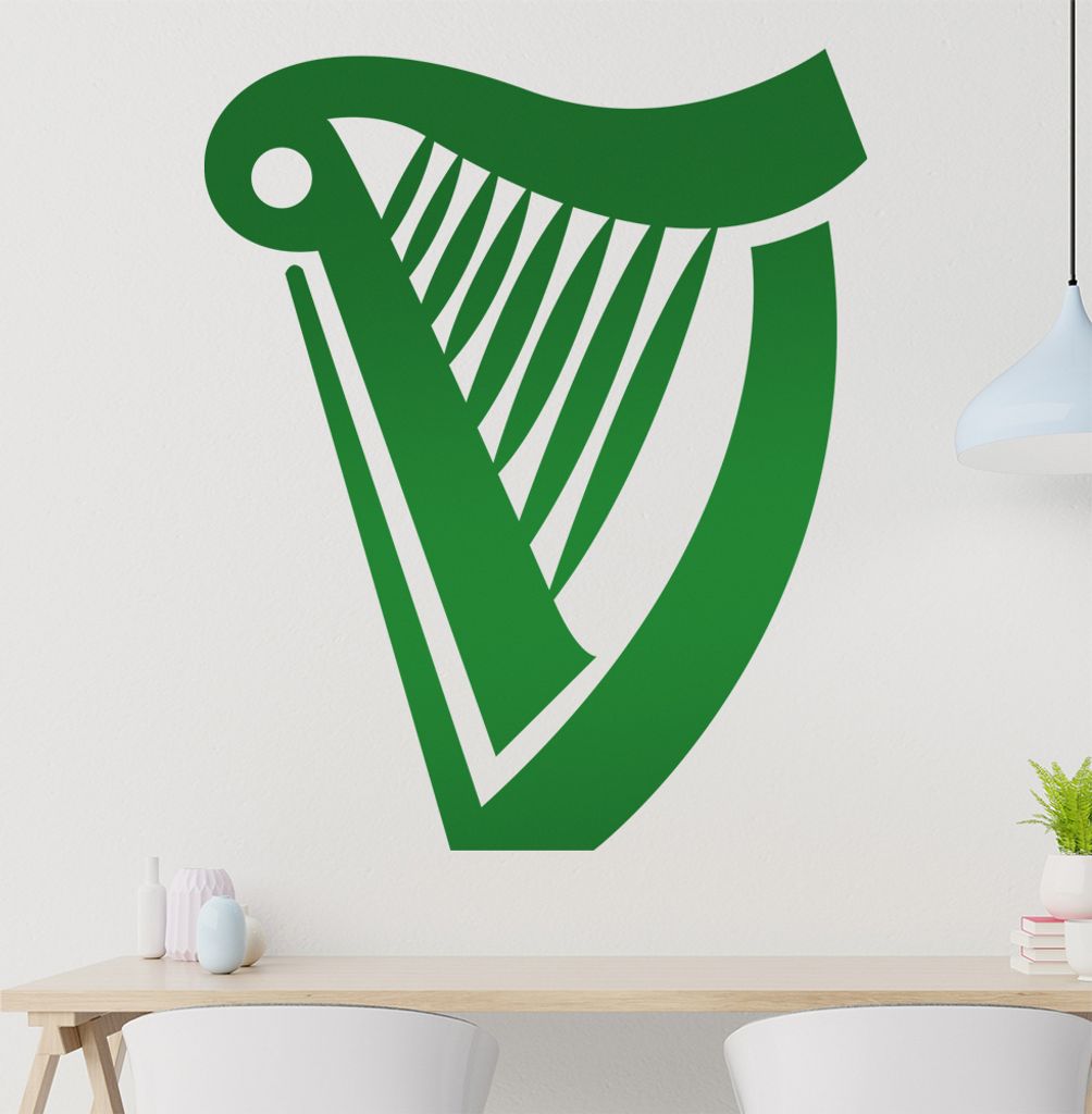 Harfe Wandtattoo in 6 Größen - Wandaufkleber Wall Sticker - Dekoration, Küche, Wohnzimmer, Schlafzimmer, Badezimmer