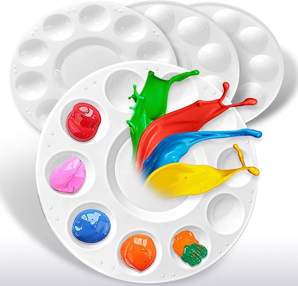 Mischpalette aus Kunststoff, mit Griffloch und 10 Mischfeldern, Malzubehör für kleine und große Künstler, Universalpalette für DIY-Kunstmalere...