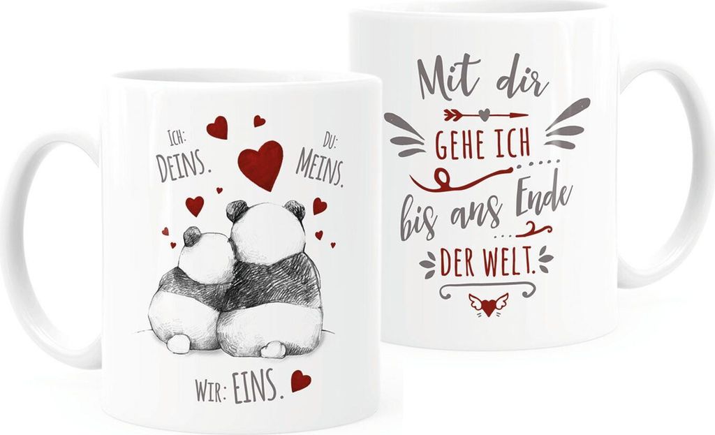 Kaffee-Tasse Panda Ich Deins Du Meins Wir Eins Liebes-Geschenk Valentinstag Liebesbeweis Liebeserklärung Moonworks Bis an das Ende der Welt. wei...