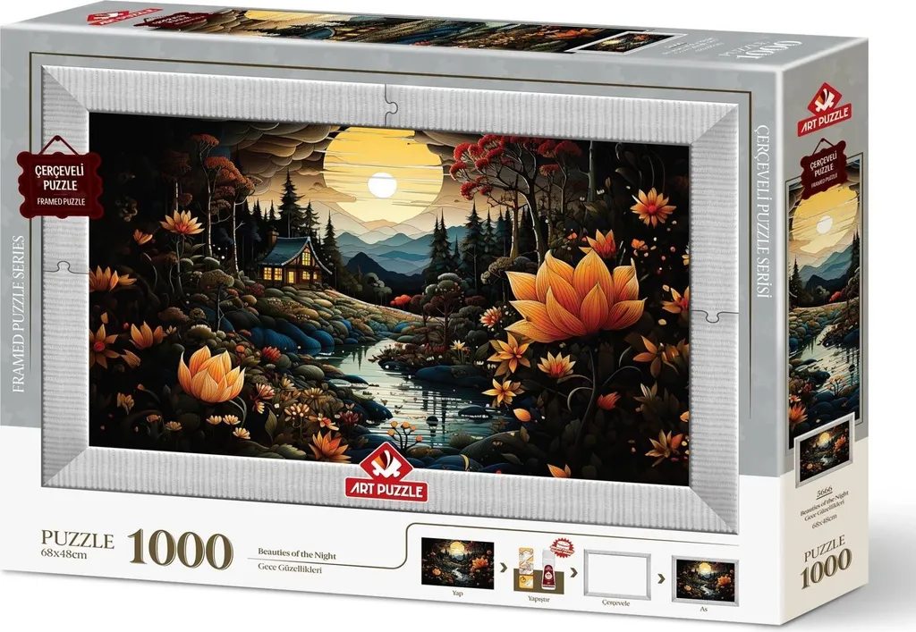 Art Puzzle 1000 pièces Night Beauties avec cadre et colle inclus - Puzzle