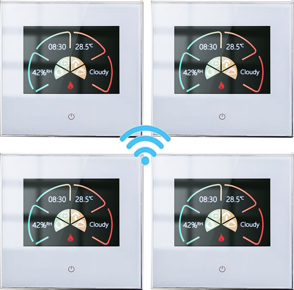 4X WiFi Digital LCD Thermostat, Woechentlich programmierbare Raumthermostat fuer 5A Warmwasserbereitung, Touch-Steuerung/Mobile APP/Sprachsteuerung...