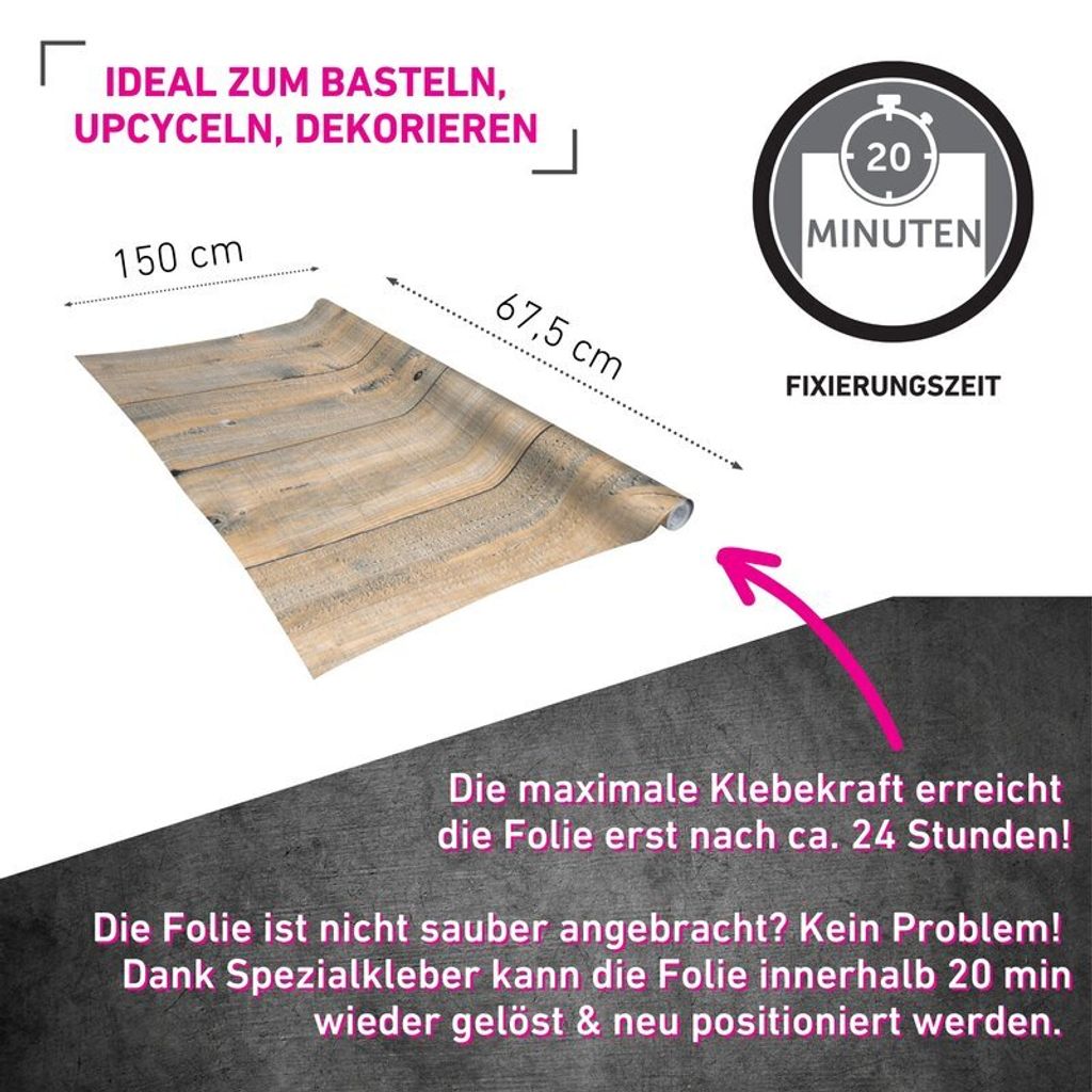 Klebefolie Holz rustikal - 67,5x150cm