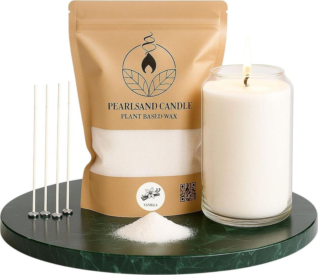 Kerzensand mit Duft und Docht, 400g, Kerzen selber machen, Kerzenwachs & Kerzendocht, Farbe:Vanille