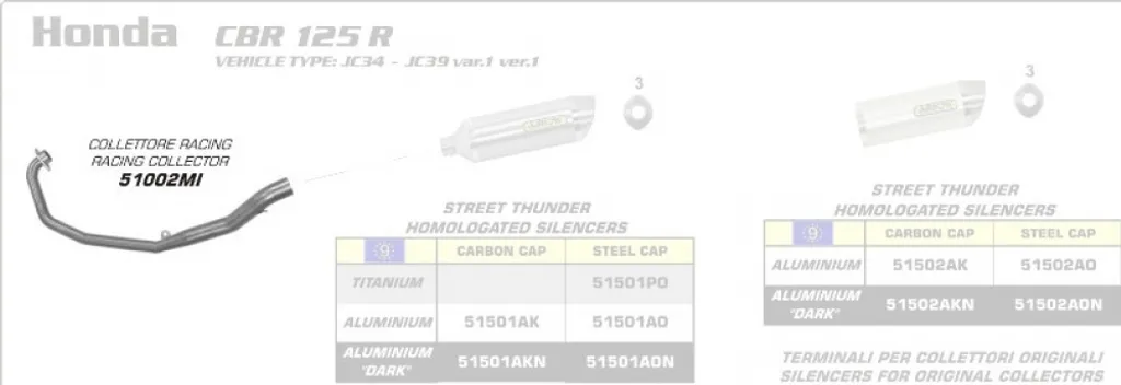 Collecteur ARROW Honda CBR 125 R 2004-2010 : Supprimer le Catalyseur