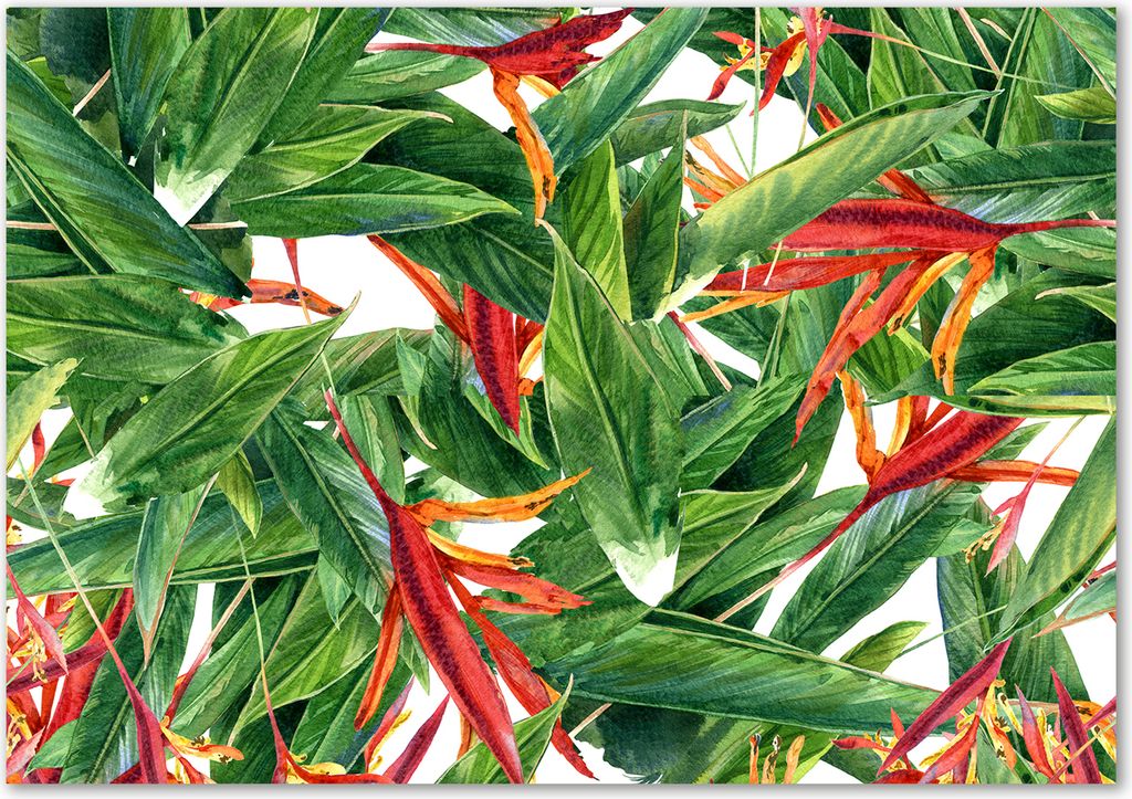 Tulup Leinwandbild - 100x70 cm - Wandkunst - Drucke auf Leinwand - Leinwanddruck - Blumen & Pflanzen - Grün - Blumenmuster