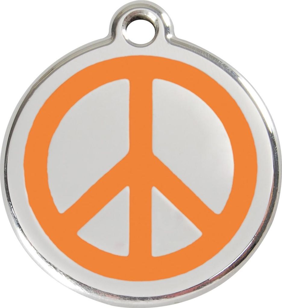 RedDingo Hundemarke mit individueller Gravur Peace orange, Größe: L