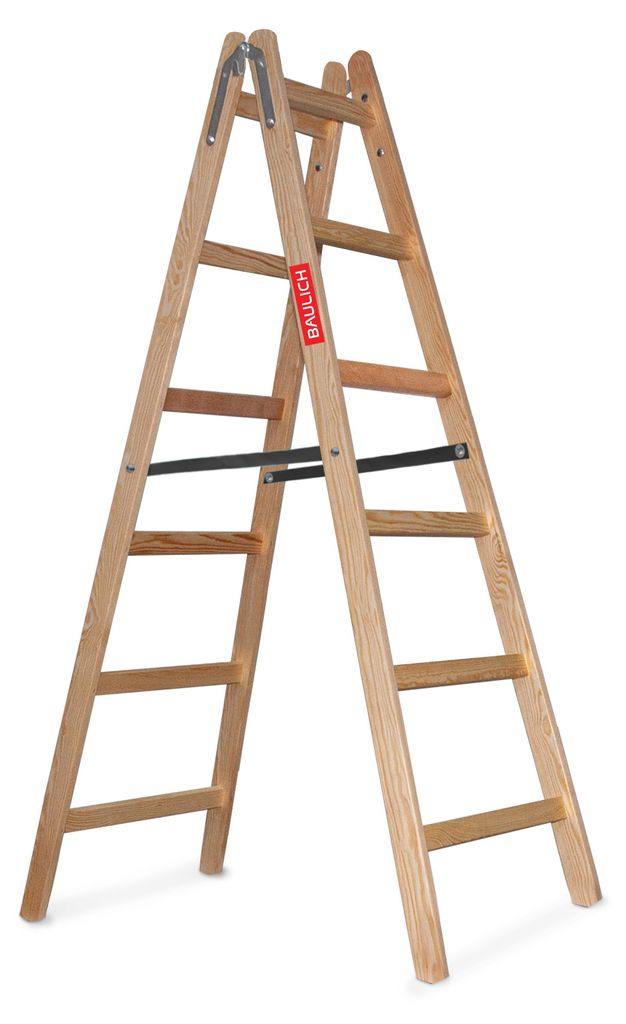 Baulich | Drabina drewniana - 2 x 6 stopni - dwustronna - z Zdjęcie produktu 
