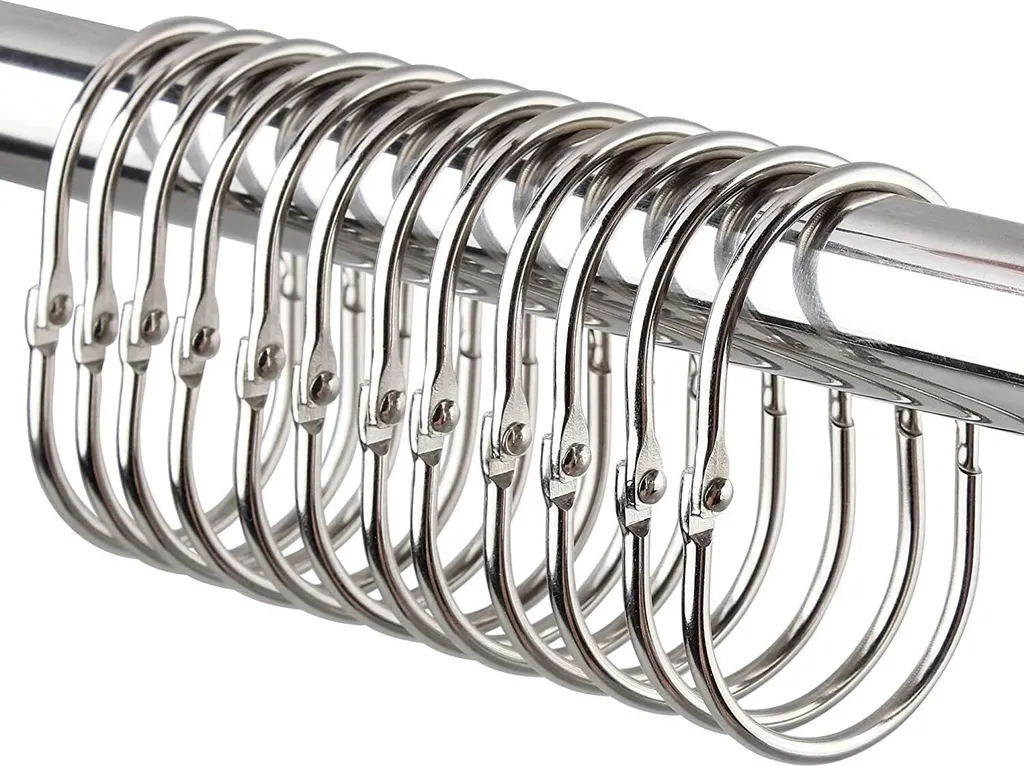 Set di 36 anelli raccoglitori rotondi in metallo per tende da doccia, 5
