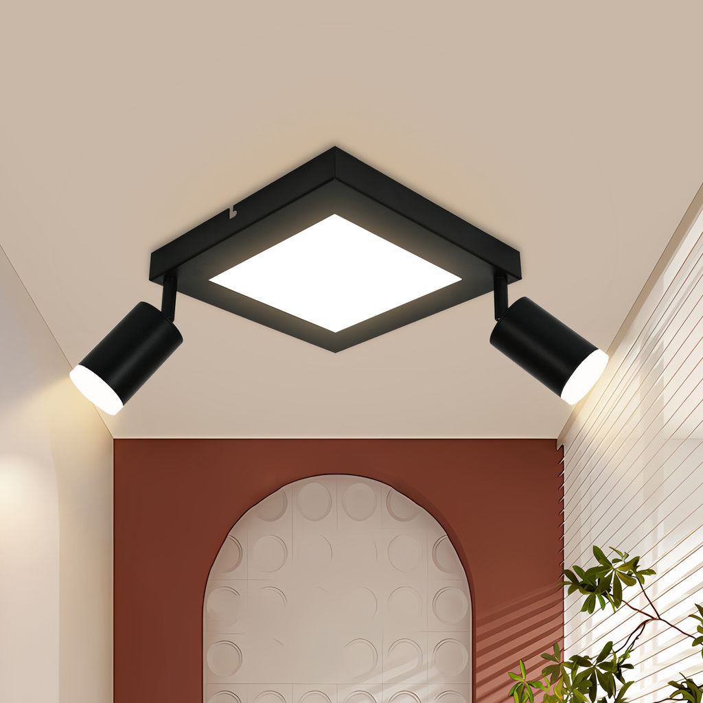 ZMH Deckenleuchte Led Schwarz Deckenstrahler GU10 - Deckenlampe 3000k Warmweiß 20W Schlafzimmerlampe Schwenkbar 350° Deckenspot für Küche Esszi...