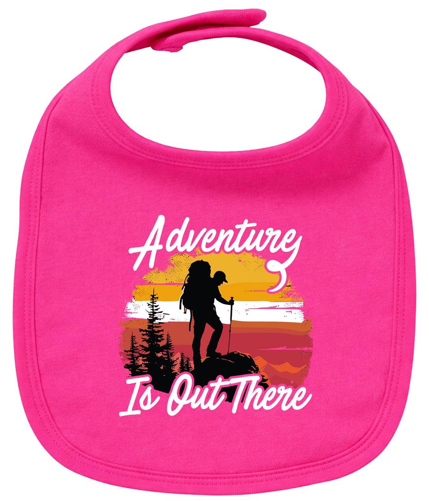 Huuraa Baby Lätzchen Adventure is out there Backpacking Cherry Pink Klettverschluss Baumwolle Latz Geschenkidee