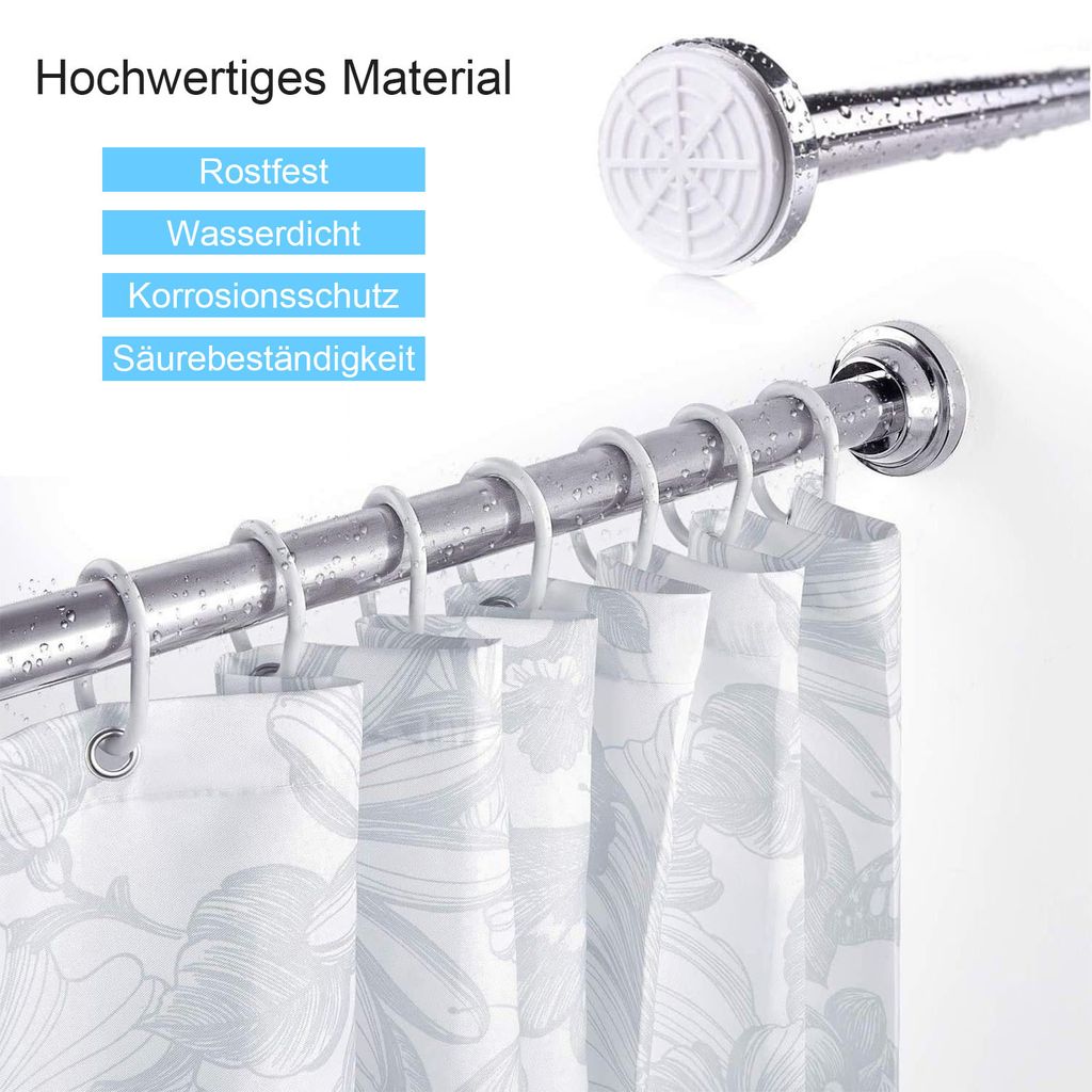 OKWISH Teleskopstange Edelstahl Kein Bohren & Rost Rutschfest Verstellbar Duschvorhangstange Duschstange Ausziehbar Kleiderstange(65-100cm)