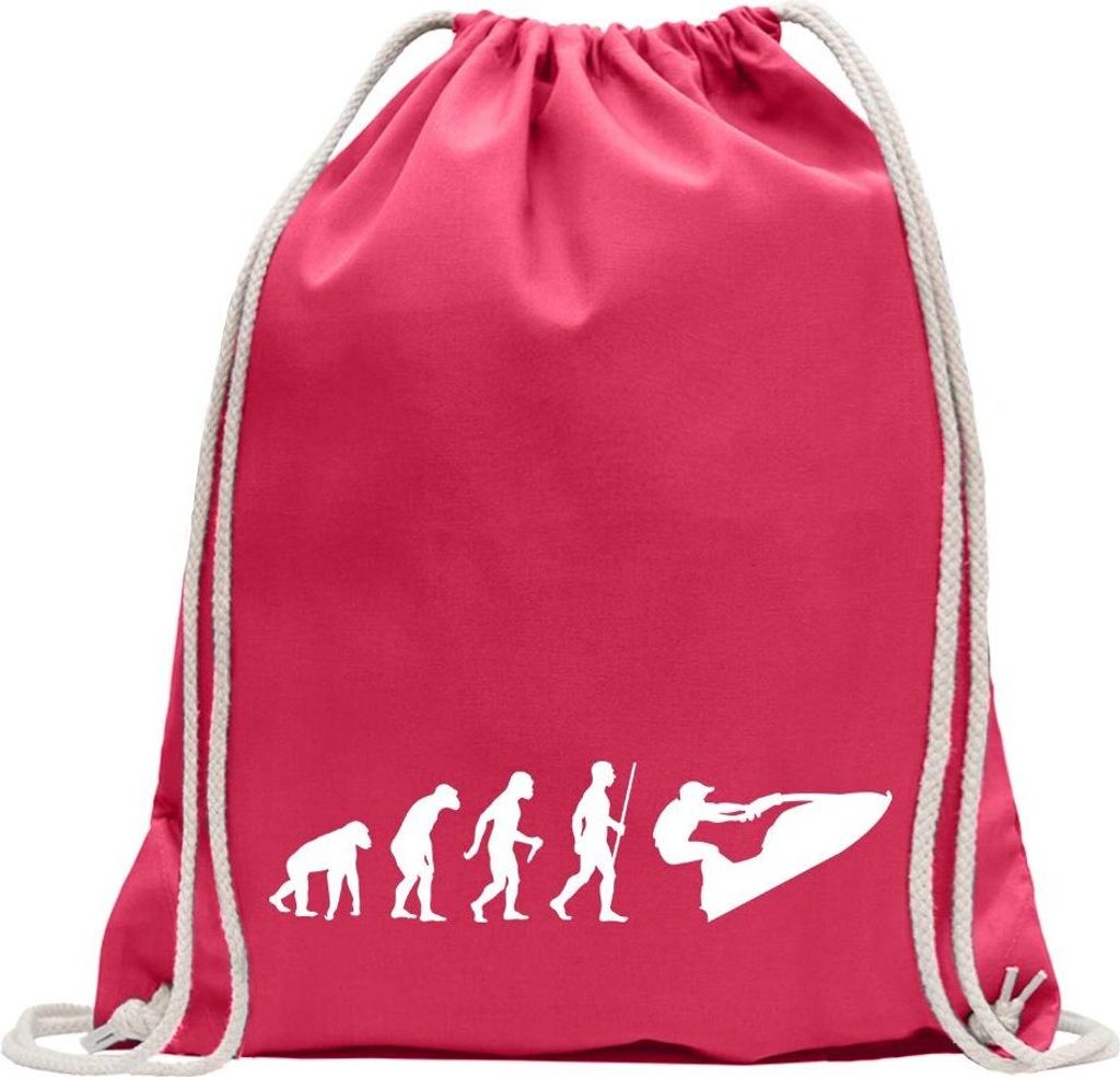 Kiwistar - Turnbeutel - pink - Jet-Ski Jetboot Evolution - Fun Rucksack Sport Beutel Gymsack Baumwolle mit Ziehgurt