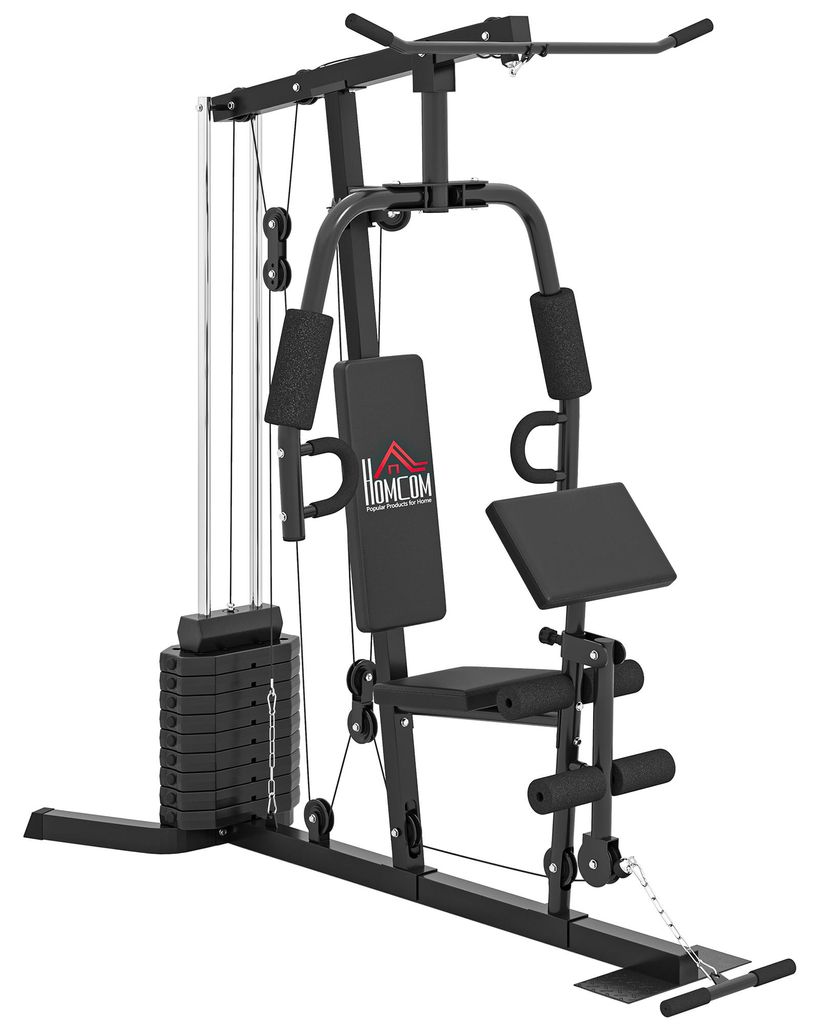 Kraftstation mit 45 kg Gewichtsblock 180 x 108 x 200cm Stahl Schwarz