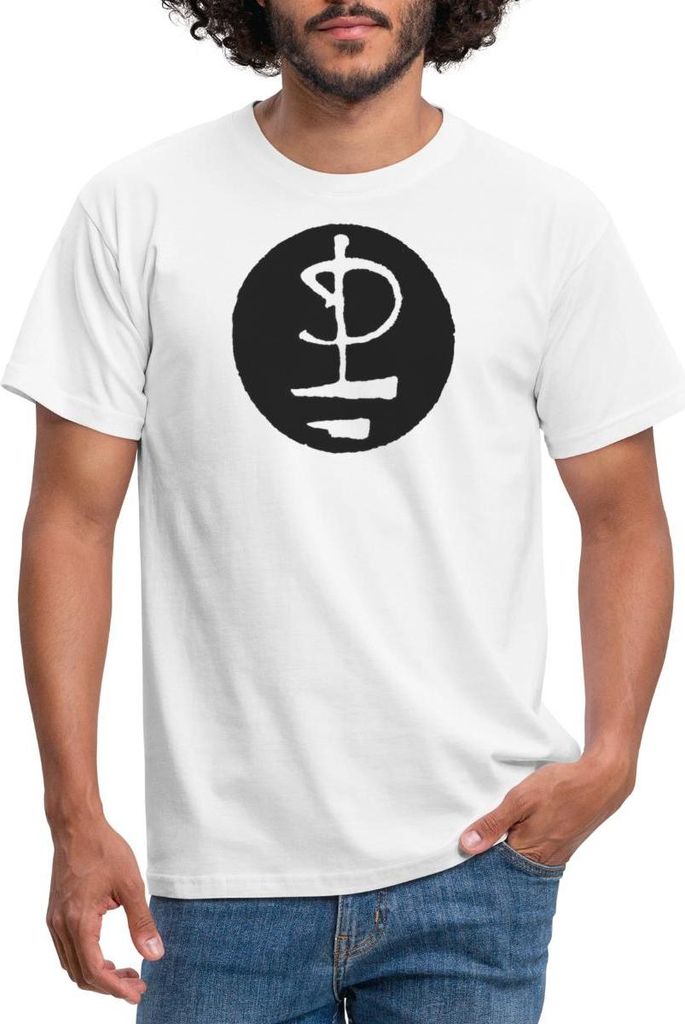 Spreadshirt Pink Floyd Logo Schwarz Weiß Männer T-Shirt, S, Weiß