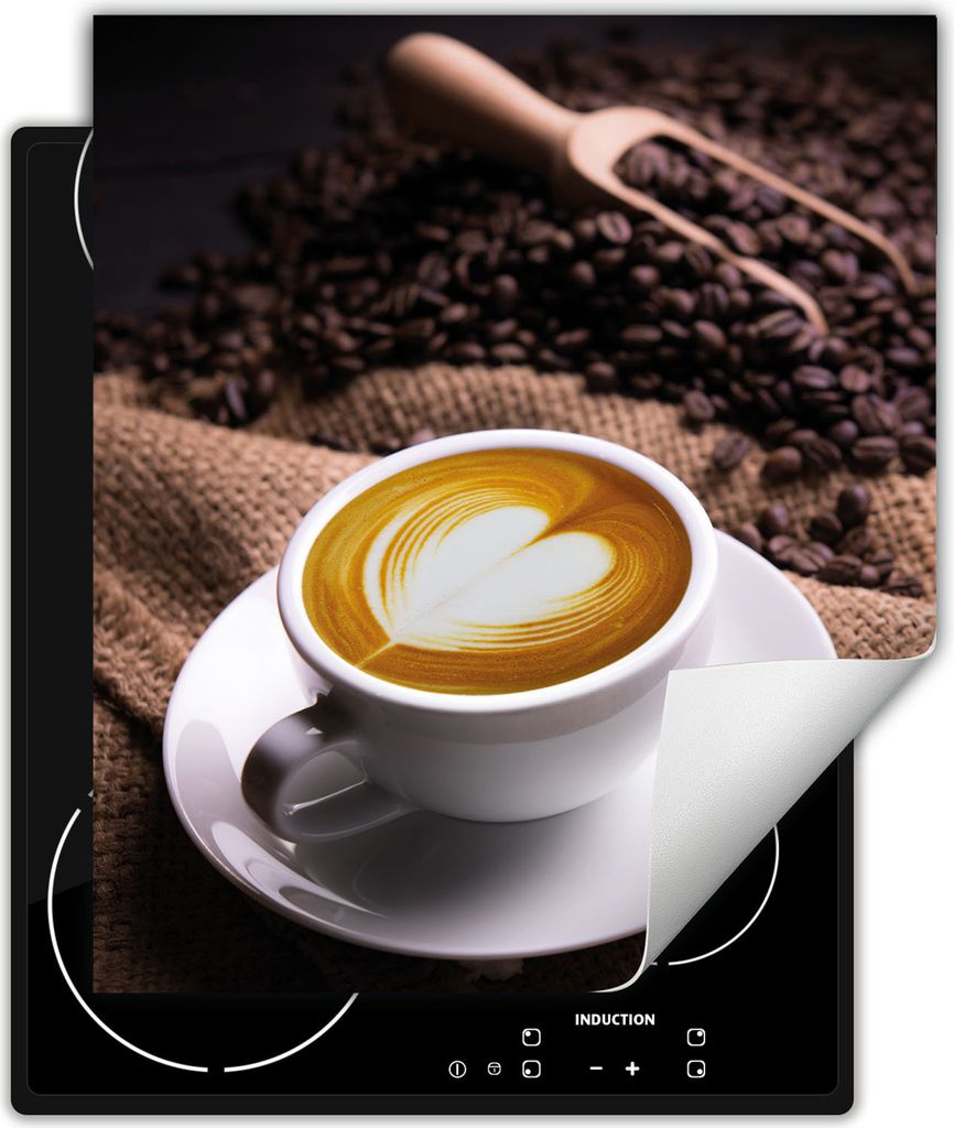 DarHaus Herdabdeckplatte 45x52 cm Anti Rutsch Matte Aufrollbar, Kaffee - herz