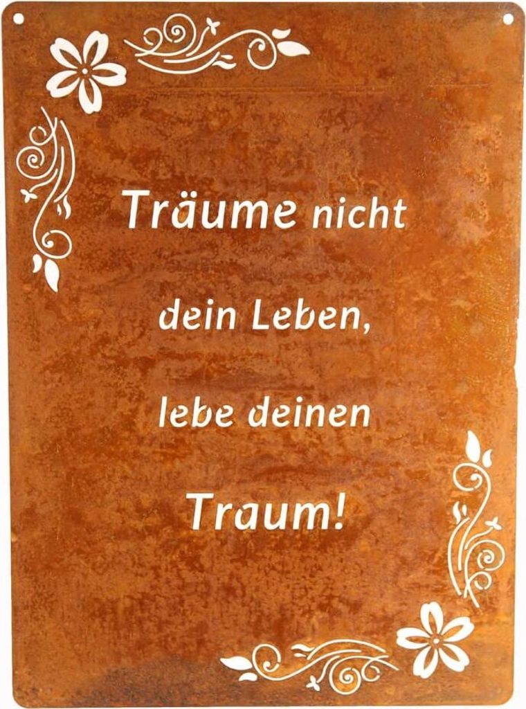 Schild Spruchtafel rostiges Gartenschild Edelrost Rost zum Produktbild 