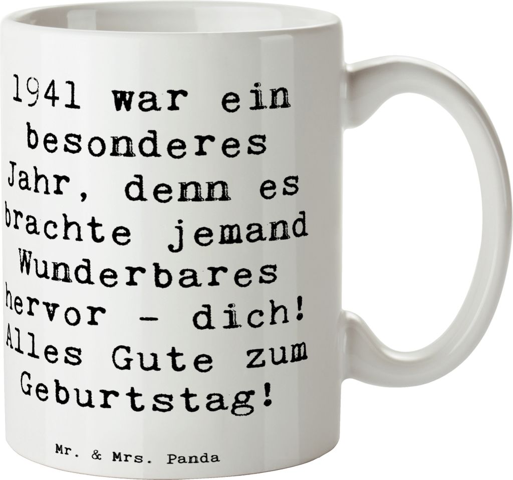 Mr. & Mrs. Panda Keramikbecher Spruch 1941 Geburtstag - Produktbild 