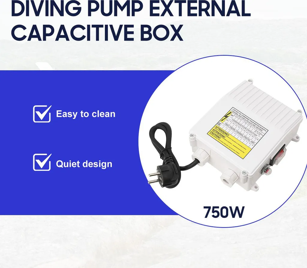 Boîtier pompe 750W anti-surchauffe construction robuste et durable