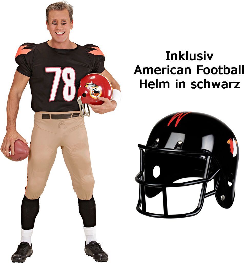 Kostüm American Football Star - Sportkostüm Männer - mit Helm XL - 54/56