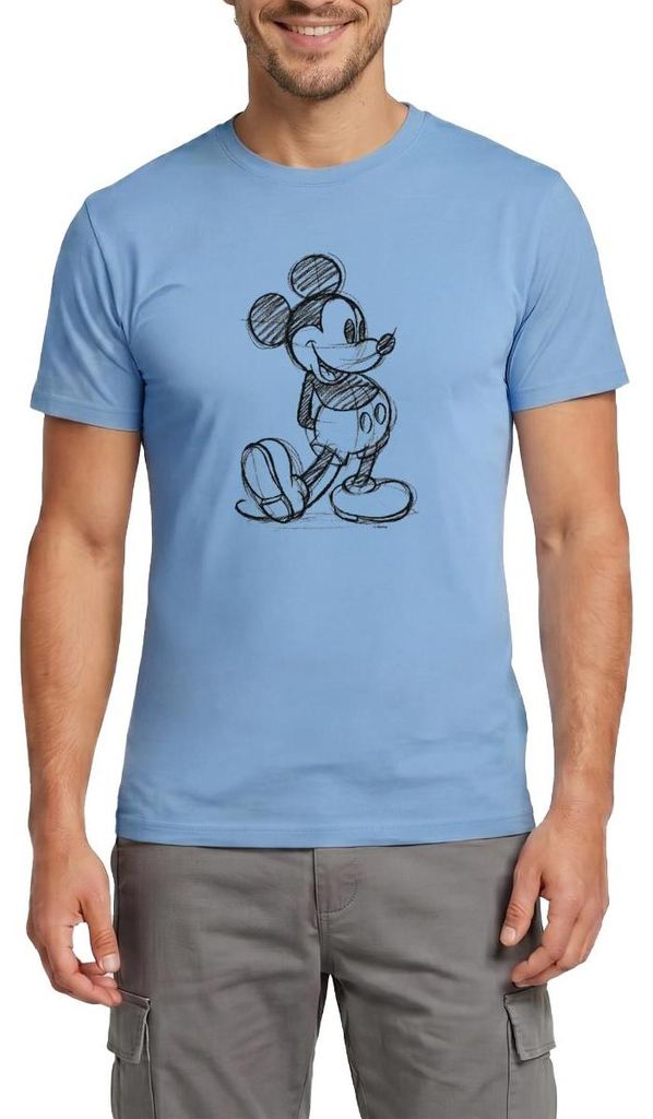 Mickey & Minnie Zeichnung Männer T-Shirt, 3XL, Carolina Blue