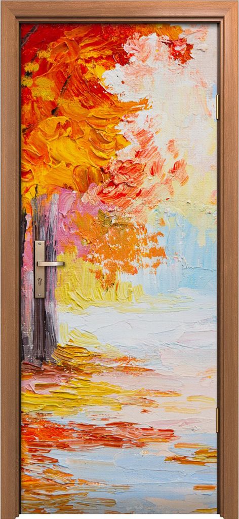 Türposter 80x200 cm Türaufkleber Türtapete Türfolie Klebefolie Malerei Landschaft bunte Herbst Wald