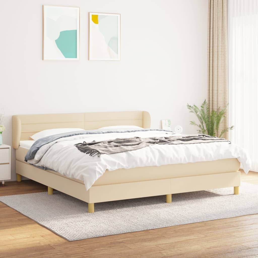 Maison Exclusive - Boxspringbett mit Matratze Creme 180x200 cm Stoff