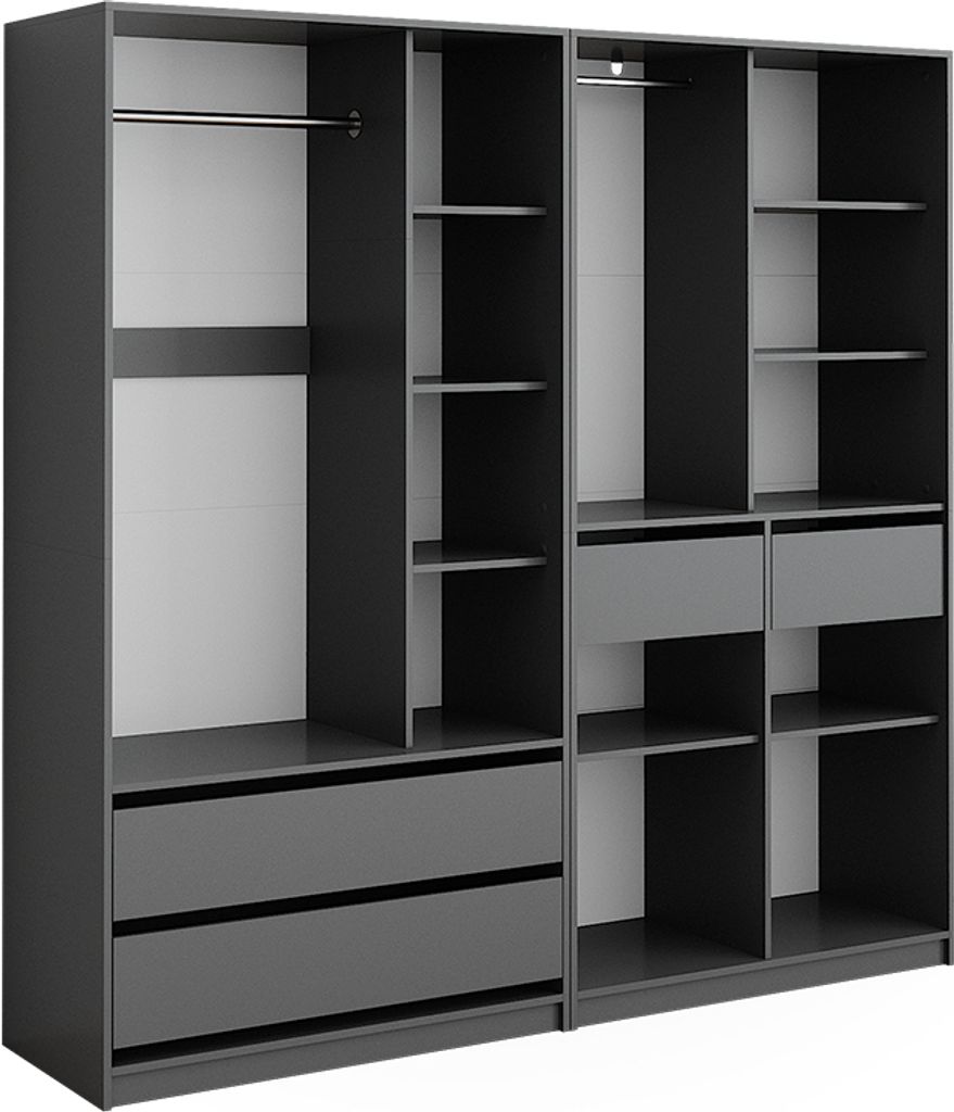 Vicco Kleiderschrank Elmo, 100 x 200 cm 2er Set, Anthrazit Produktbild 1