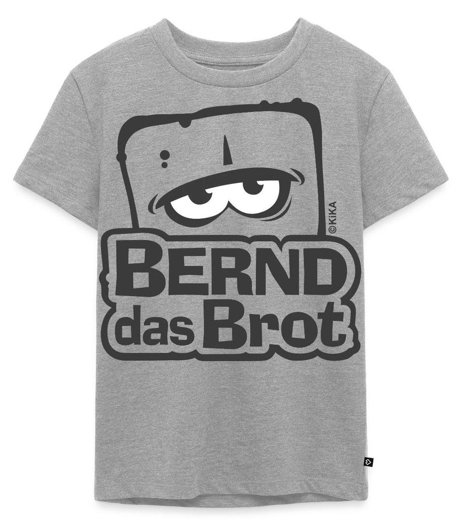 Spreadshirt Bernd Das Brot Logo Schwarz-Weiß Kinder Premium T-Shirt, 110/116 (4 Jahre), Grau meliert
