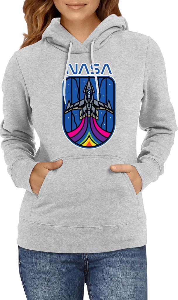 Damen Kapuzenpullover Nasa Space Theme Nasa 008, Lady M / Grau