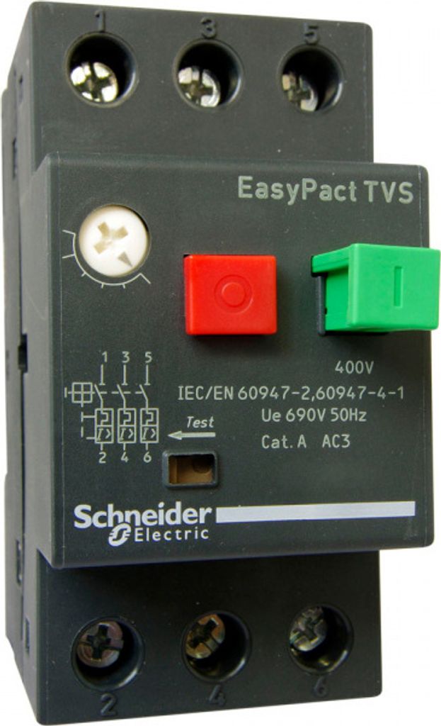 Motorschalter GZ1E, Tastantrieb, I=0,63-1A, Rahmenklemmen