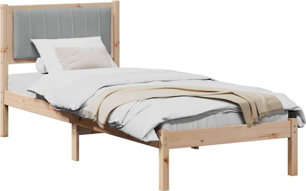 Bettgestell mit gepolstertem Kopfteil Hellgrau 80 x 200 cm