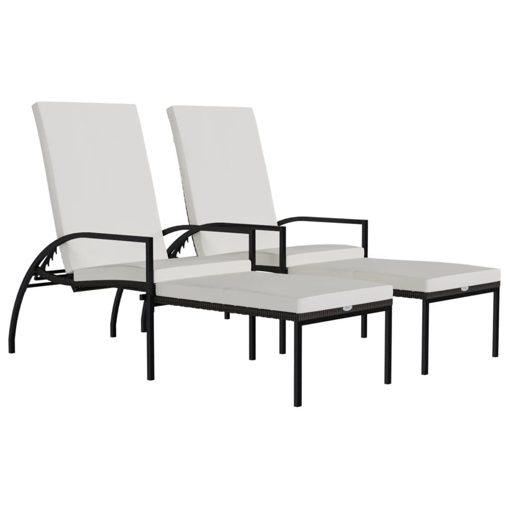 vidaXL Sonnenliegen 2 Stk. mit Fußhocker PE-Rattan Braun Produktbild 