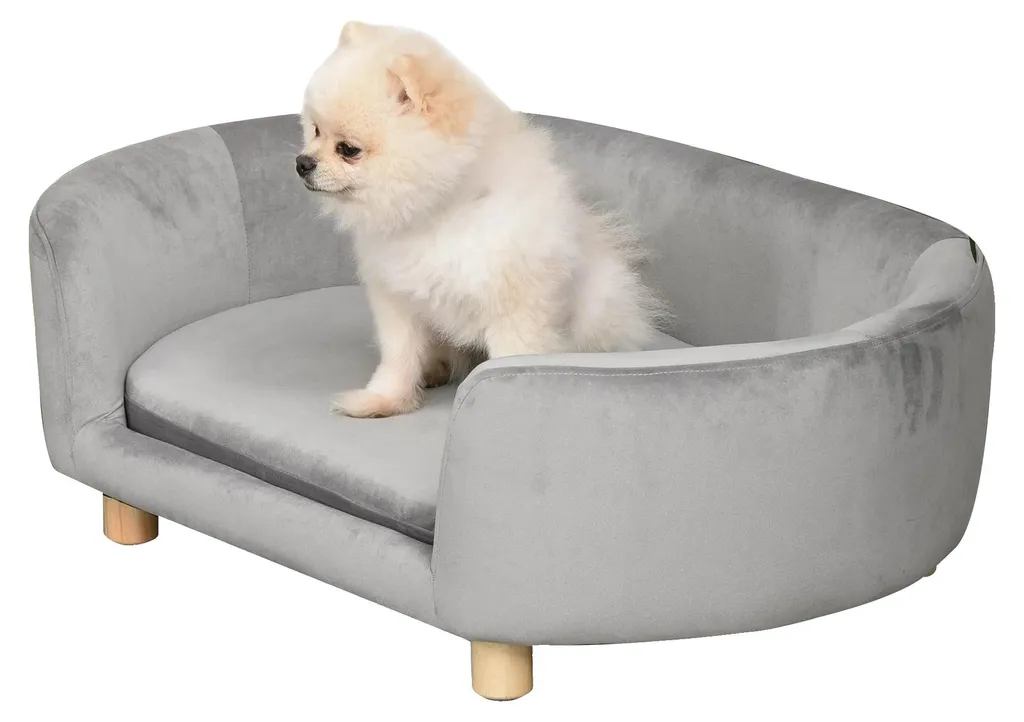 Lit chien surélevé gris fini les poils et l'humidité du sol coussin inclus