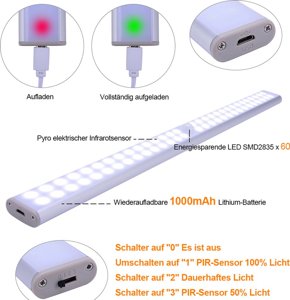 40cm LED Unterbauleuchte Schrankbeleuchtung mit Produktbild 4