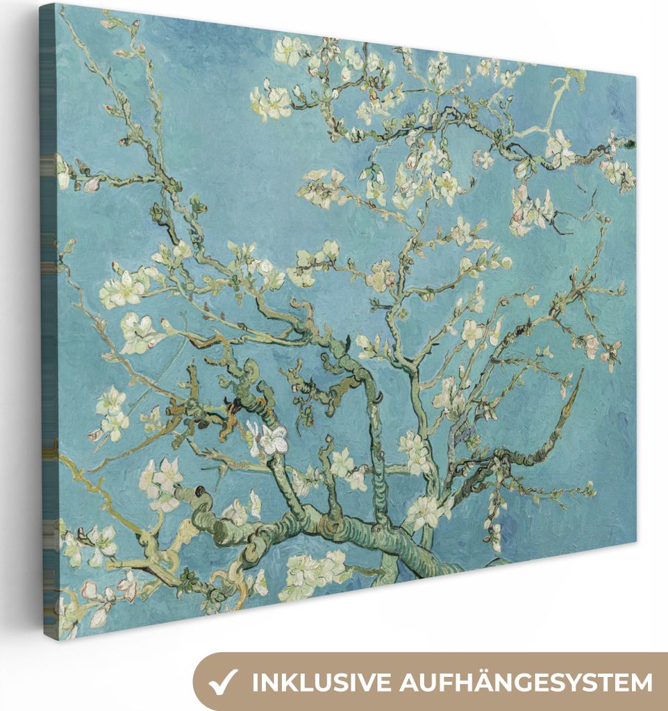 Leinwand Bilder 80x60 cm - Blumen - Van Gogh - Mandelblüte - Kunst - Vintage, Bilder, Deko, Wanddeko, Leinwand Bilder