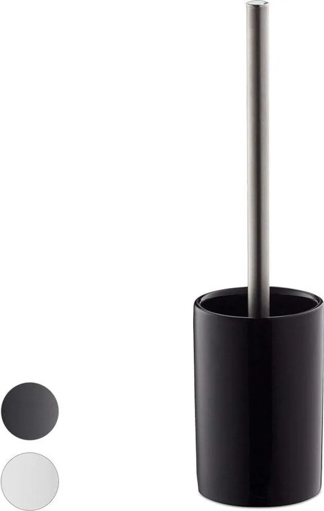 Porte-brosse WC design noir avec capuchon amovible et socle stable