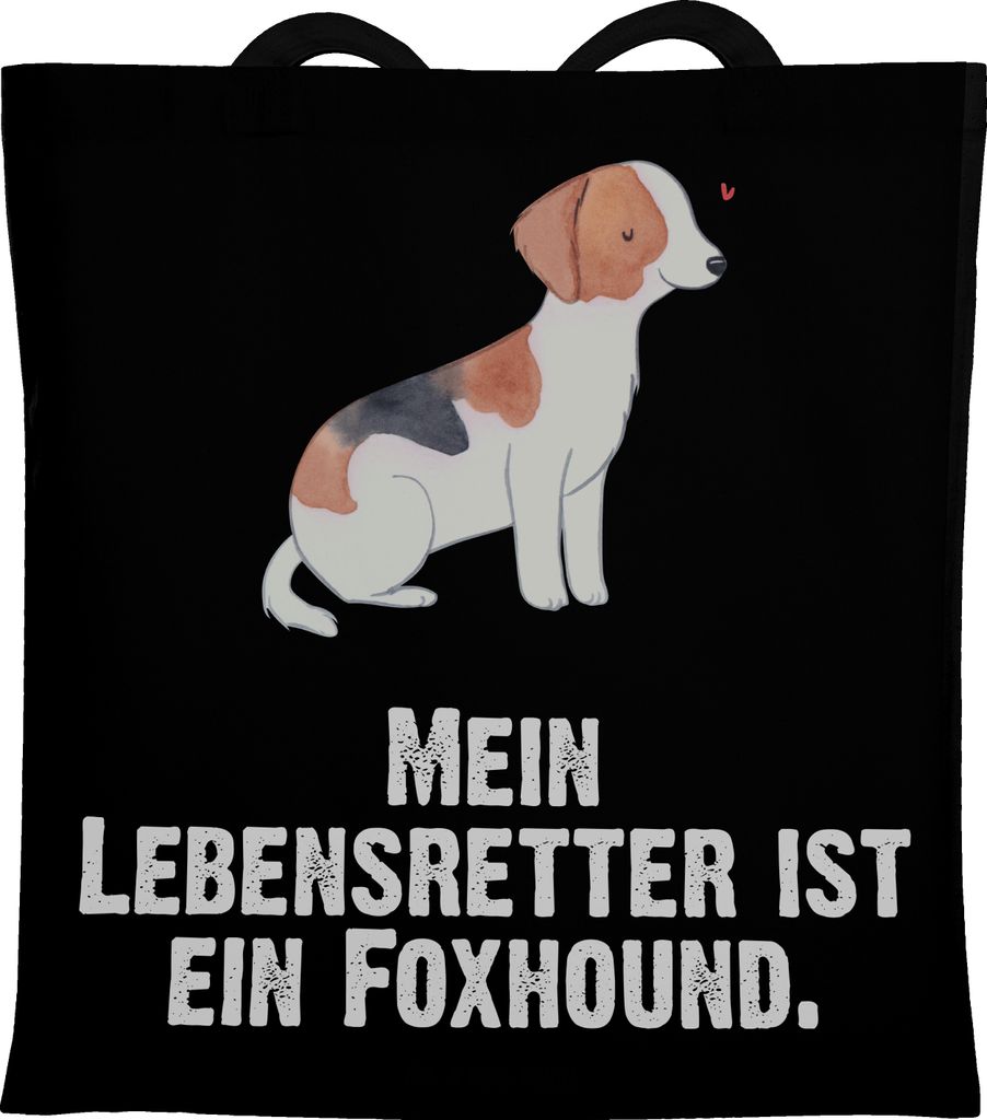 Mr. & Mrs. Panda Beutel Foxhound Lebensretter - Schwarz - Geschenk, Schultasche, Jagdhund, Stoffbeutel, Laufhund, Uni Tasche, Jutebeutel