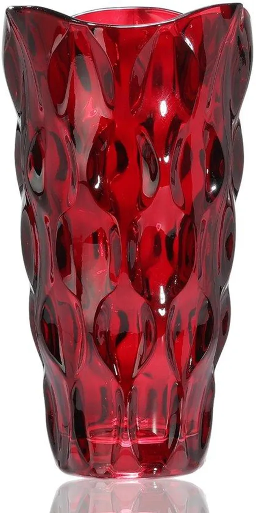 Vase en verre rouge de 24 cm pour tulipes - Modèle Rubis de 1,5 kg