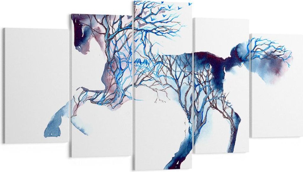 Bild auf Leinwand - Leinwandbild - natur malen schön Hengst - 160x85cm - Wand Bild - Wanddeko - Leinwanddruck - Bilder - Kunstdruck - Wanddekorati...