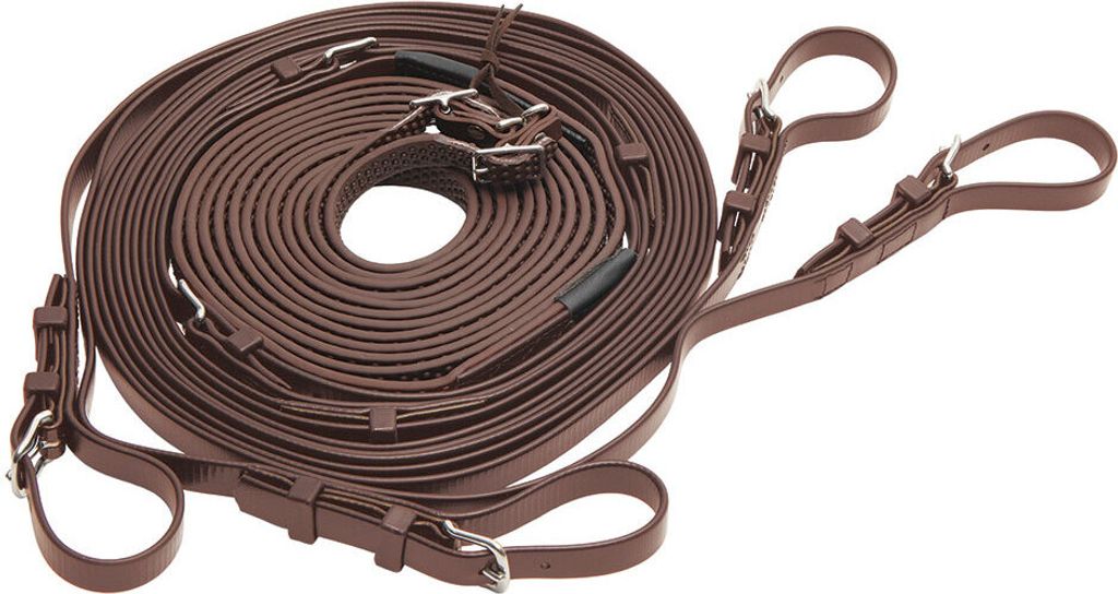 Zilco R-Grip Fahrleine Zweispänner komplett braun Pony Produktbild 