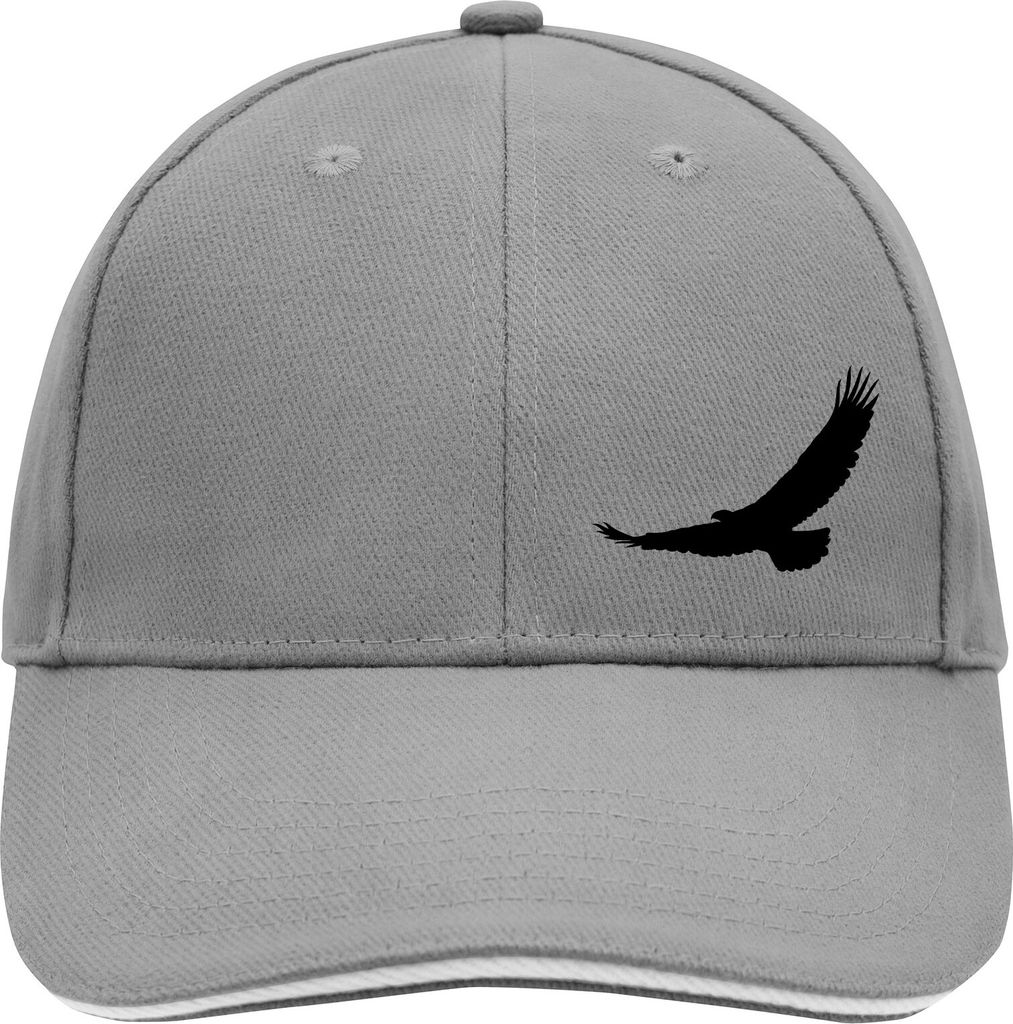 Huuraa Cappy Mütze Eagle Silhouette Adler Dark Grey/White Baumwolle 6-Panel Kappe Geschenkidee
