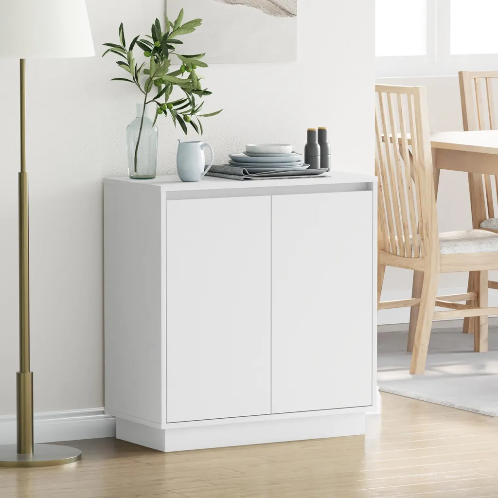 Commode Buffet LED blanche 71 cm - Meuble de rangement moderne vidaXL