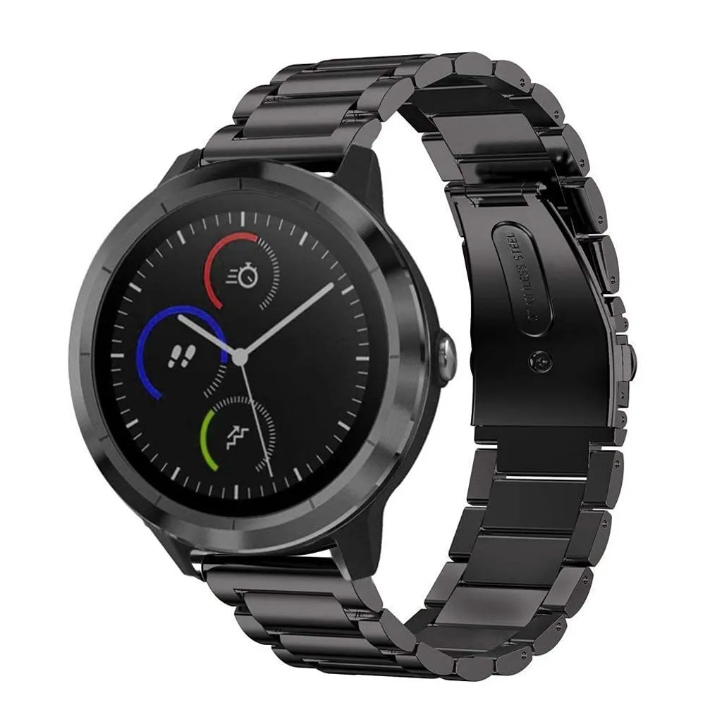 Bracelet de montre métallique noir compatible Garmin Forerunner 245 645
