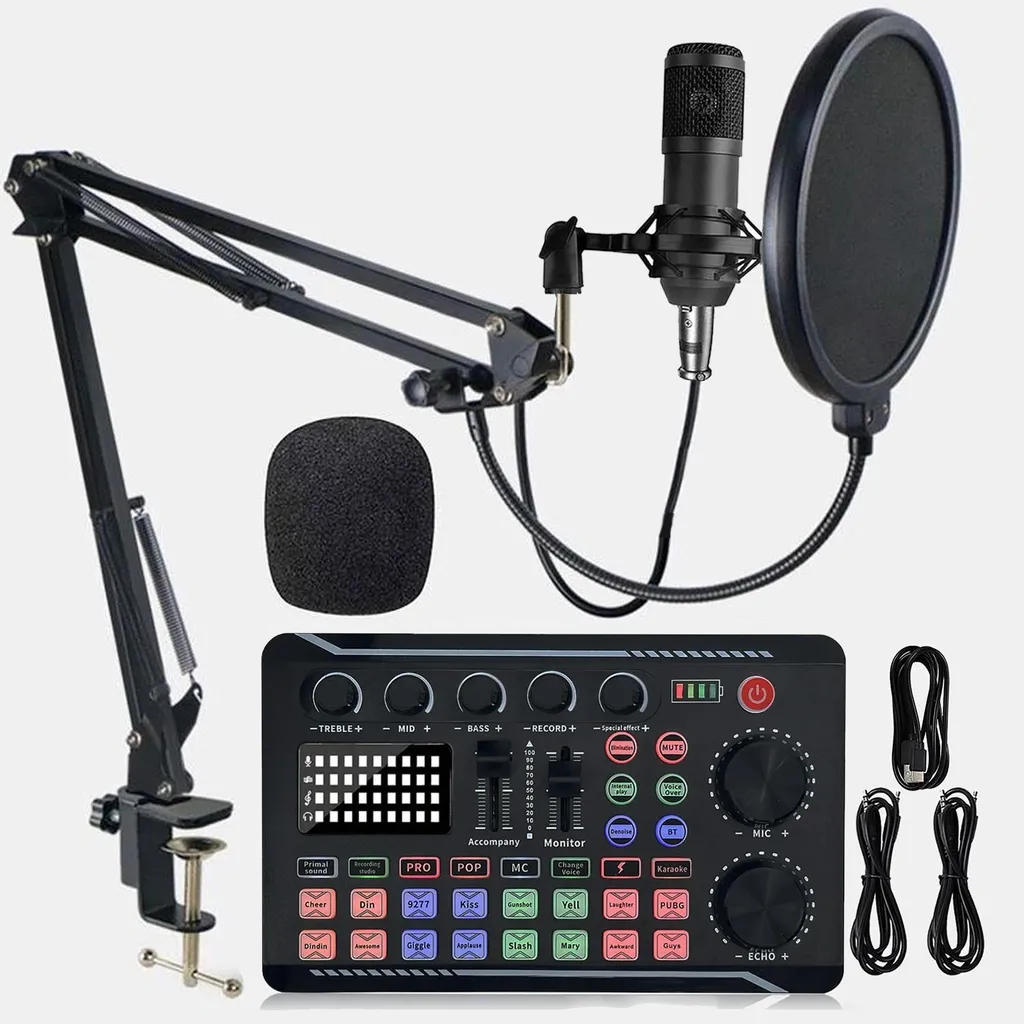 Matériel de Streaming Complet : Micro Podcast, Interface Audio et Table