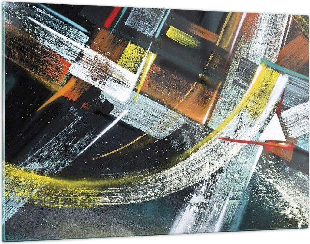 Bilder auf glas - Einteilig - Abstraktion Graffiti Bunt - 120x80cm - Glasbilder - Wandbilder - Bilder - Wanddekoration aus Glas - Glas Bilder - Wan...